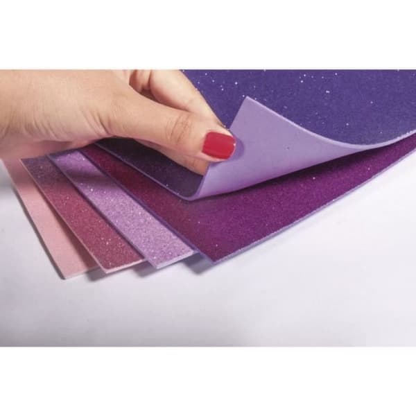 Glitteradhesiva skumskivor - Rayher - Rosa/Lila - 20x30 cm - Paket om 5 - Tjocklek 2 mm