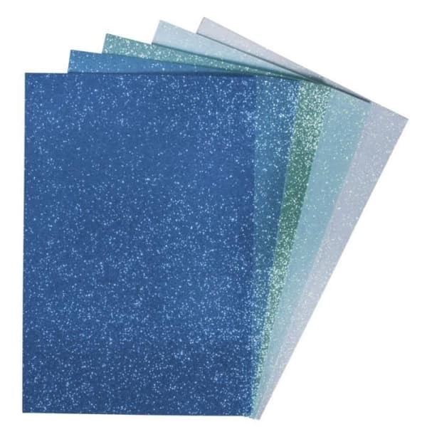 Glitteradhesiva skumskivor - Rayher - Blå - 20x30 cm - Paket om 5 - Tjocklek 2 mm