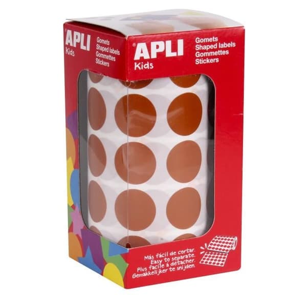 Runda rullklistermärken Ø 20 mm brun x 1 770 - Apli Agipa Brun