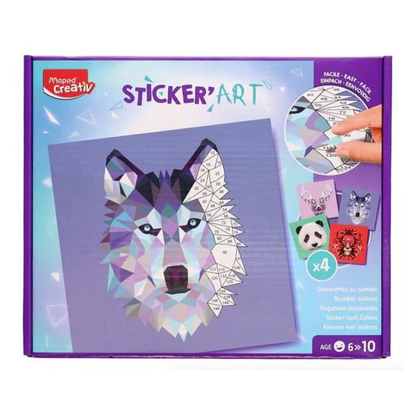 Maped Creativ - Sticker'Art - Number Sticker-aktivitet för att skapa 4 origami-djurmålningar - Kreativ fritid från 6 år
