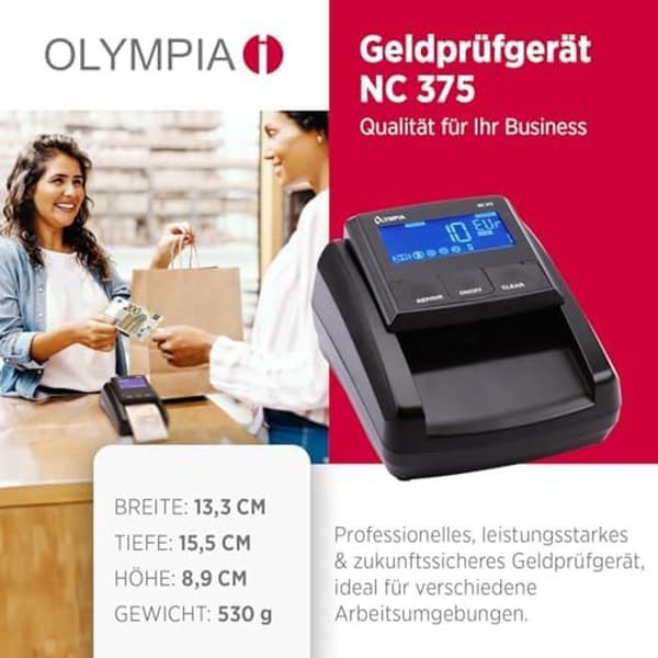 Falska sedlar-detektor - OLYMPIA - NC 375 - Snabb verifiering - Flera valutor - IR UV MG sensorer