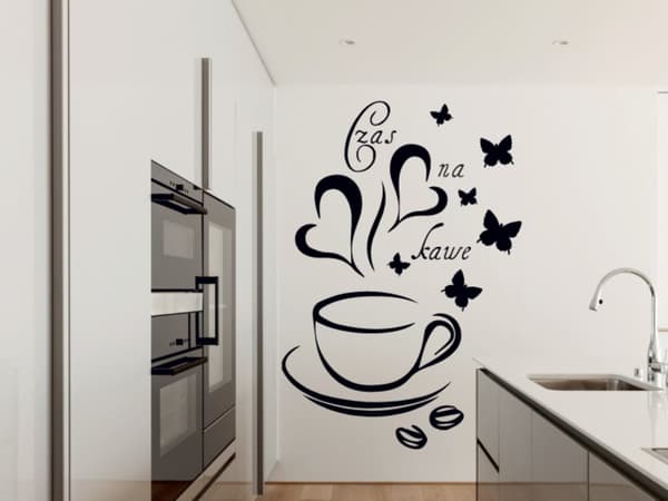 KØKKENKLISTERMERKER klistermærke kop kaffe kaffe hjerter 100 x 50 cm G253
