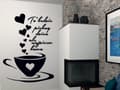 Miniatyrbillede 2 af 2: KØKKENKLISTERMERKER klistermærke kop kaffe kaffe hjerter 100 x 50 cm G257