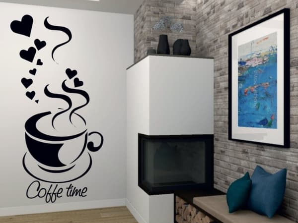 KØKKENKLISTERMERKER klistermærke kop kaffe kaffe hjerter 100 x 50 cm G266