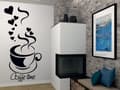 Miniatyrbillede 2 af 2: KØKKENKLISTERMERKER klistermærke kop kaffe kaffe hjerter 100 x 50 cm G266
