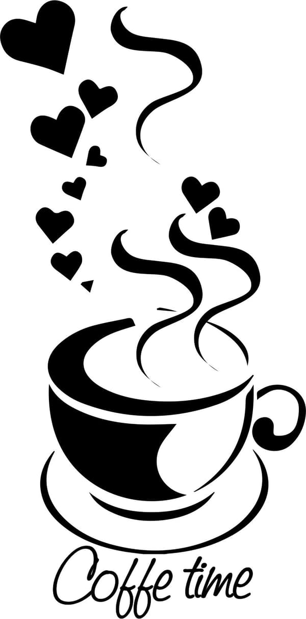 KØKKENKLISTERMERKER klistermærke kop kaffe kaffe hjerter 100 x 50 cm G266