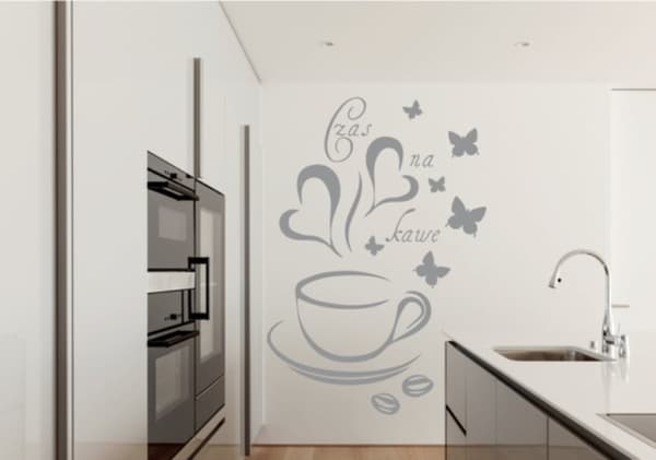 KØKKENKLISTERMERKER klistermærke kop kaffe kaffe hjerter 100 x 50 cm G253_074