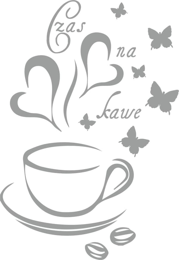 KØKKENKLISTERMERKER klistermærke kop kaffe kaffe hjerter 100 x 50 cm G253_074