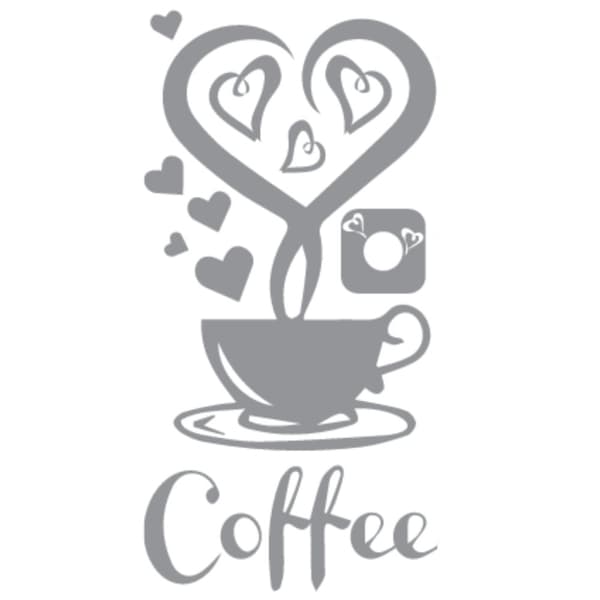 KÖKSKLISTERMÄRKER klistermärke kopp kaffe kaffe hjärtan 100 x 50cm G262_074