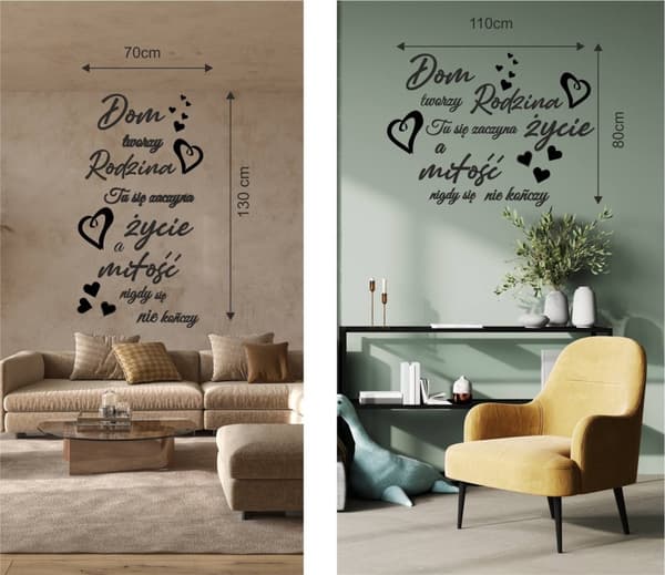 VÆGKLISTERS Home Creates Familieliv Kærlighed Hjerter 100x50cm NC_010
