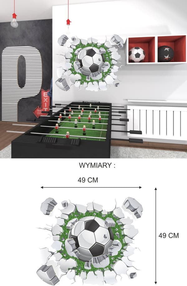 VÆGKLISTERS FODBOLD 3D I MURSTEN