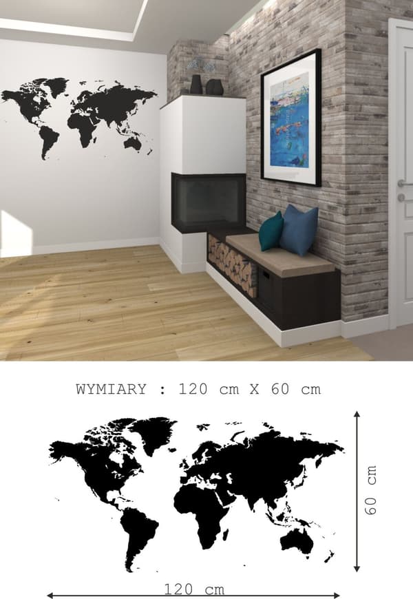 Väggdekaler Världskarta 120 X 60