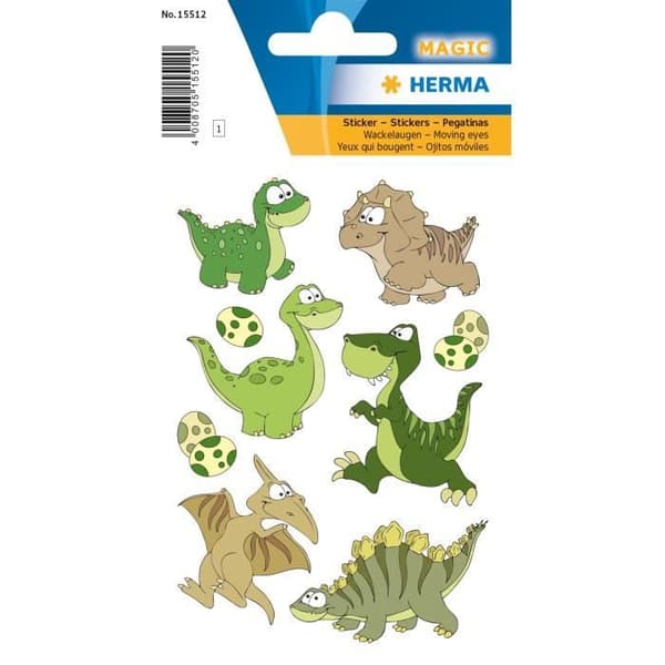 HERMA 15512, Plast, Flerfärgad, Dinosaurie, Permanent, 9 st, 1 ark