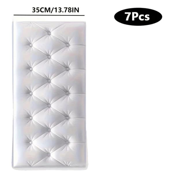 3D Teksturerede Væggklistermærker, 7 Stykker, Selvklæbende, Blødt Materiale,Hvid, 7Pcs