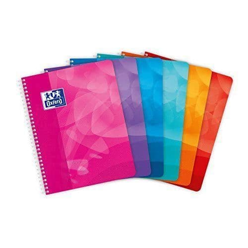 Oxford Polypro Set med 5 spiralanteckningsböcker 17 x 22 cm 160p små kvadrater 5 x 5 slumpmässiga färger