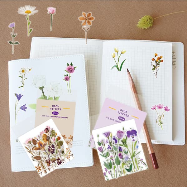 INF Gennemsigtige blomsterklistermærker til DIY-journalisering Flerfarvet 2