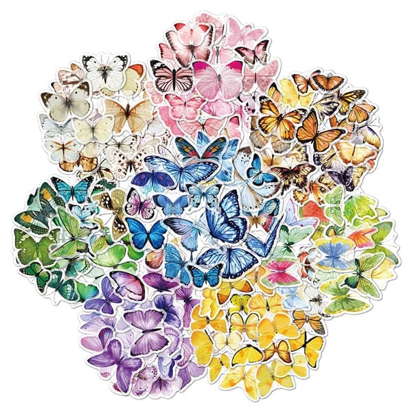 INF Butterfly DIY Journal Stickers - 40 Transparenta PET-bitar Gul