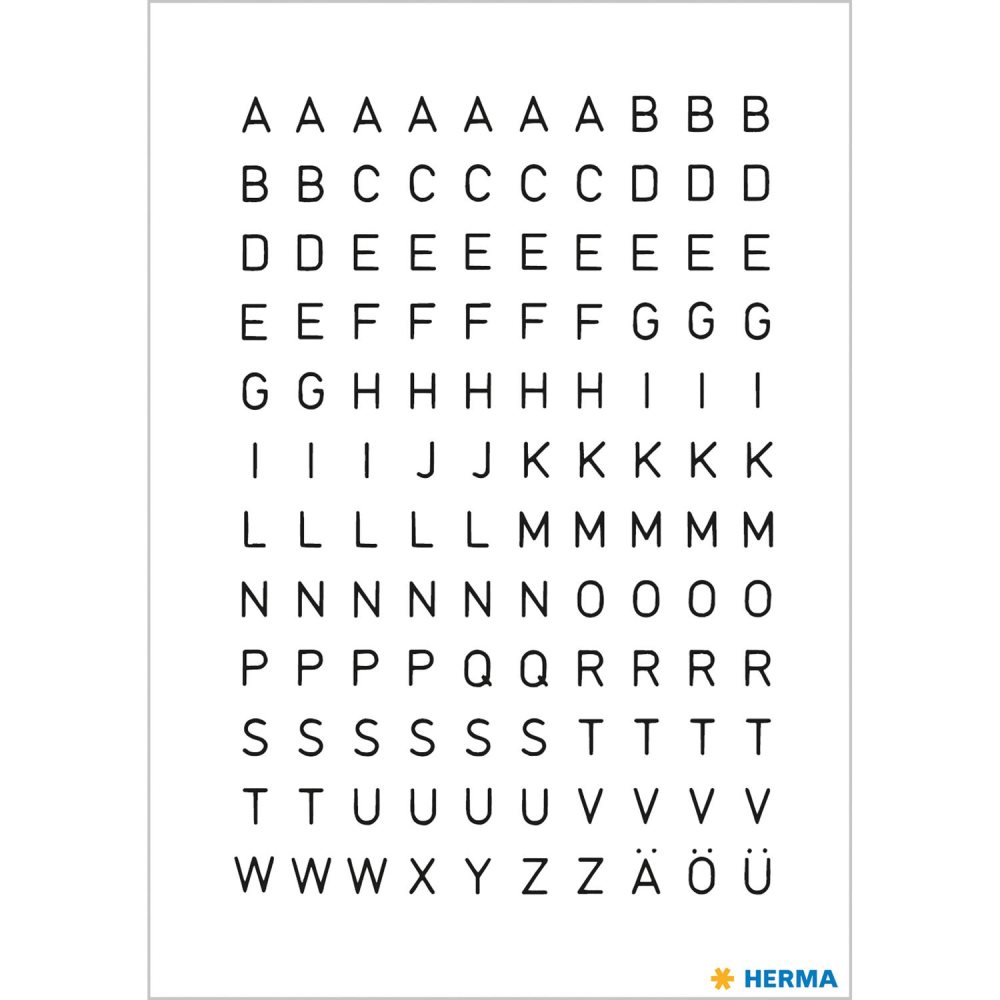 Märketikett Herma Vario 4154 Bokstäver A-Z (�) 10mm, Svart, 2 ark/fp
