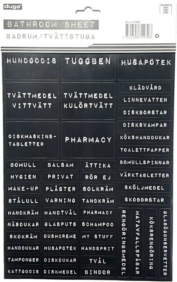 Etiketter Badrum Tvättstuga