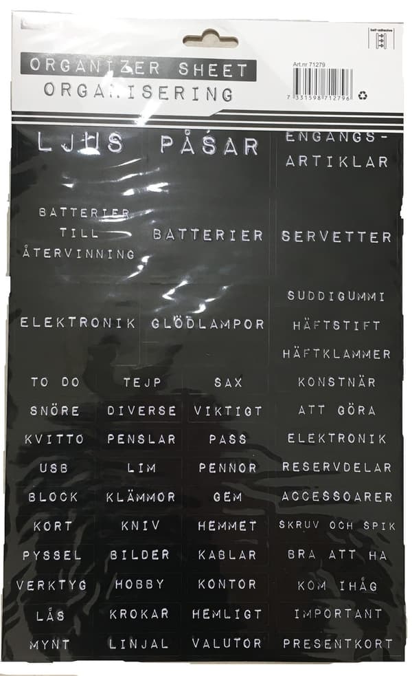Etiketter Organisering