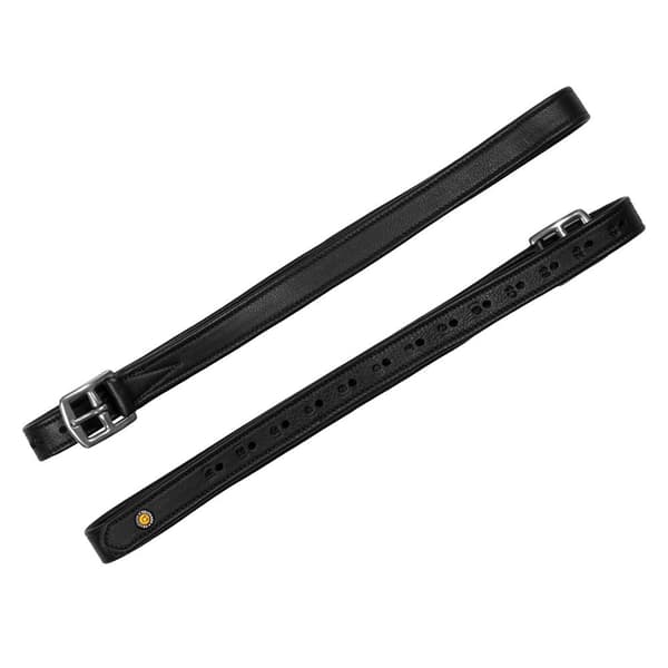 Equestro Double Curved Buckle Nahkaiset Jalustimet Musta 135 cm