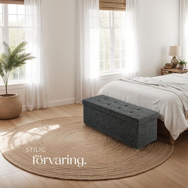 Hopfällbar sittbänk med förvaringsutrymme 110 x 38 cm - mörkgrå