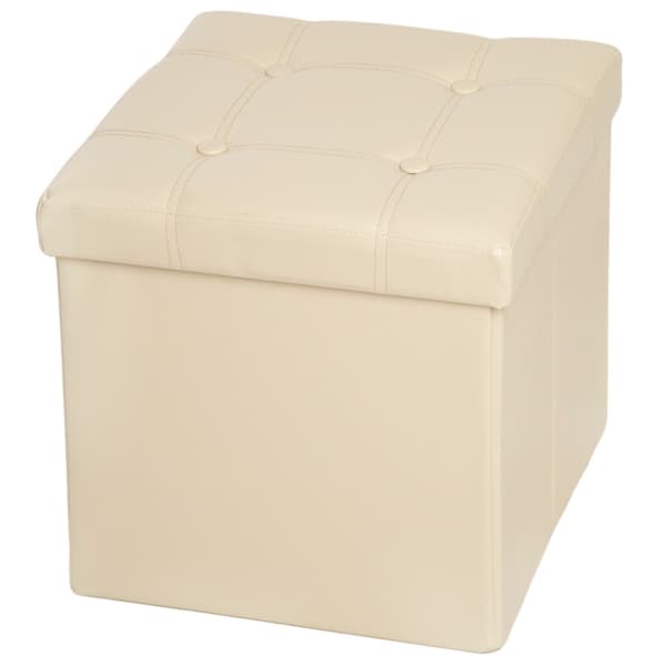 Fällbar sittbänk med förvaringslåda kvadrat - beige