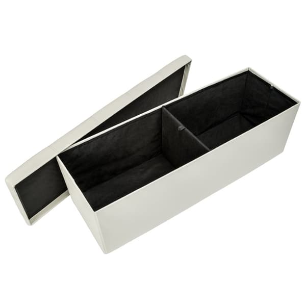 Foldbar læderpuf med opbevaring 110x38x38cm - beige