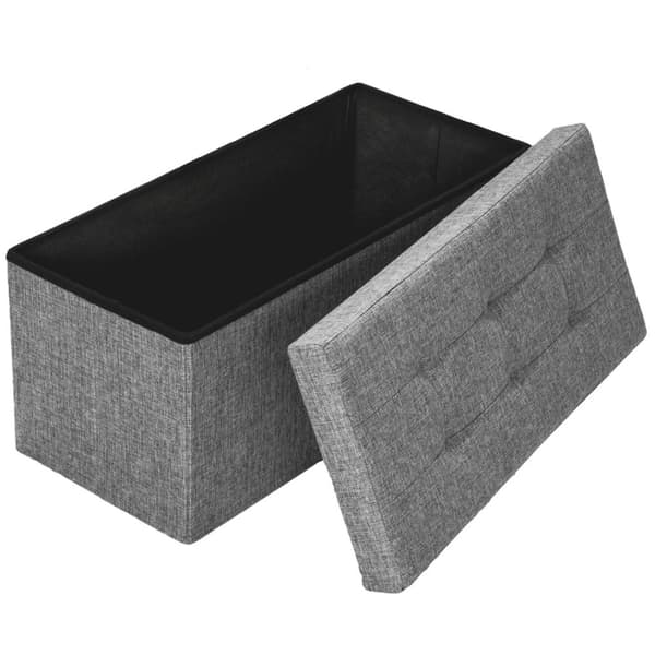 Foldbar puf med opbevaring polyester 76x38x38cm - lysegrå