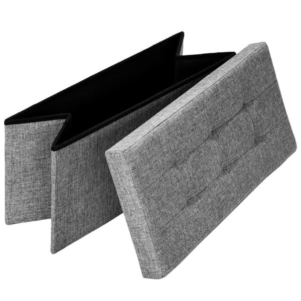 Foldbar puf med opbevaring polyester 76x38x38cm - lysegrå