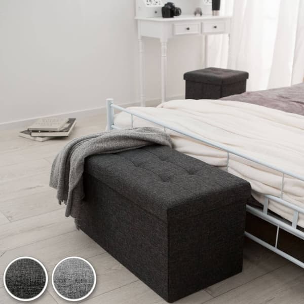 Foldbar puf med opbevaring polyester 76x38x38cm - lysegrå