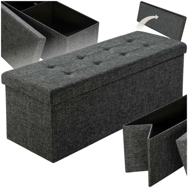 Foldbar puf med opbevaring 110x38x38cm - mørkegrå