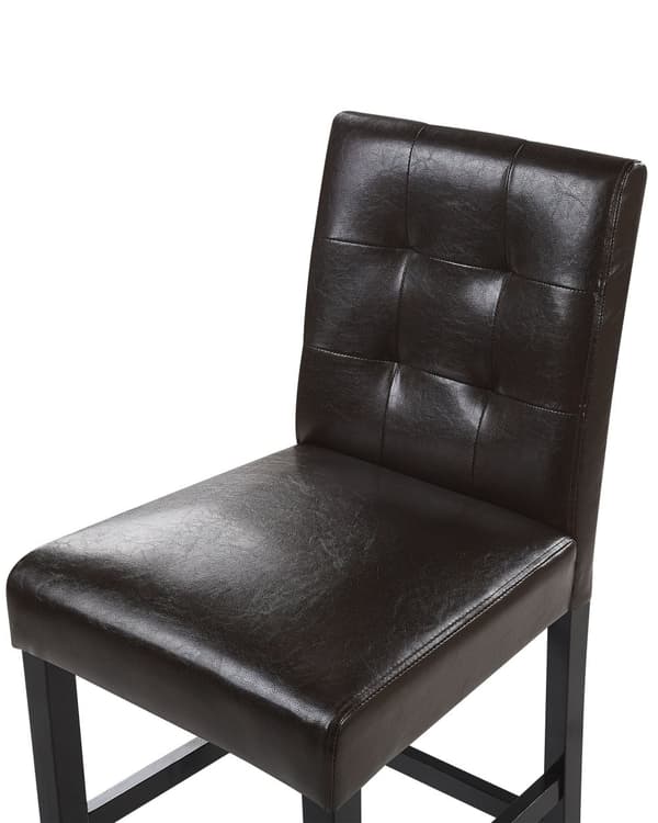 Barstol Brun Konstläder Klädsel Ljus Träben Retro Stil