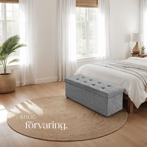 Hopfällbar sittbänk med förvaringsutrymme 110 x 38 cm - ljusgrå