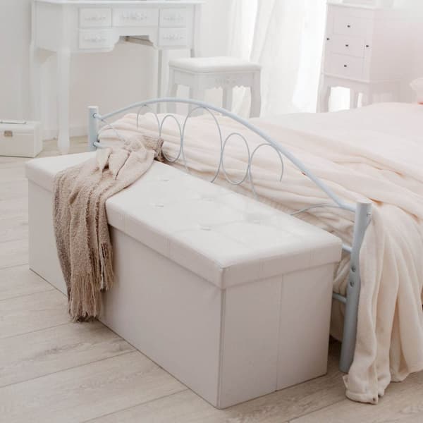 Foldbar læderpuf med opbevaring 110x38x38cm - hvid