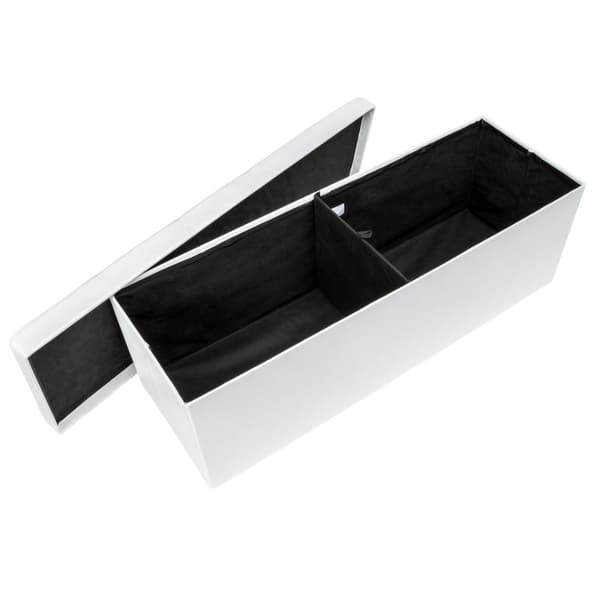 Foldbar læderpuf med opbevaring 110x38x38cm - hvid