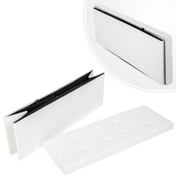 Foldbar læderpuf med opbevaring 110x38x38cm - hvid