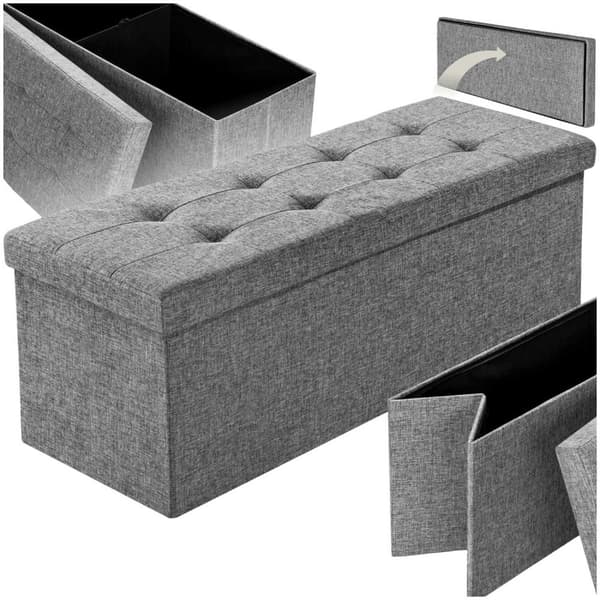 Foldbar puf med opbevaring 110x38x38cm - lysegrå