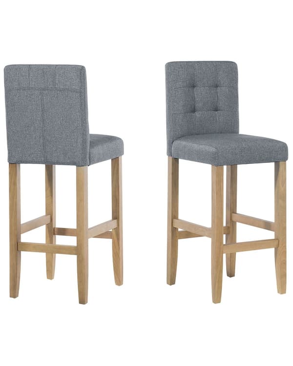 Barstol Grå och Ljusbrun Klädd Tuftad med Fotstöd Modern