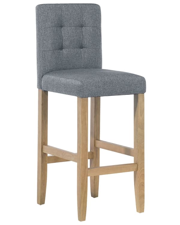 Barstol Grå och Ljusbrun Klädd Tuftad med Fotstöd Modern