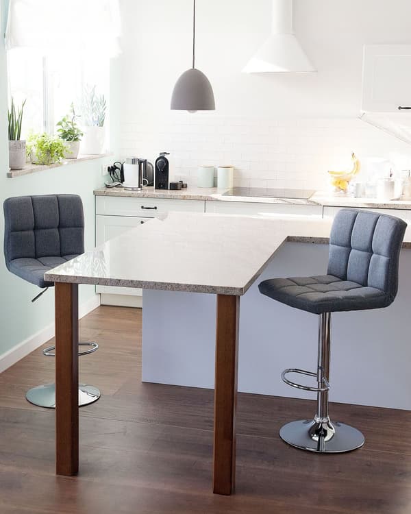 Barstol 2 st Grå Justerbar Höjd