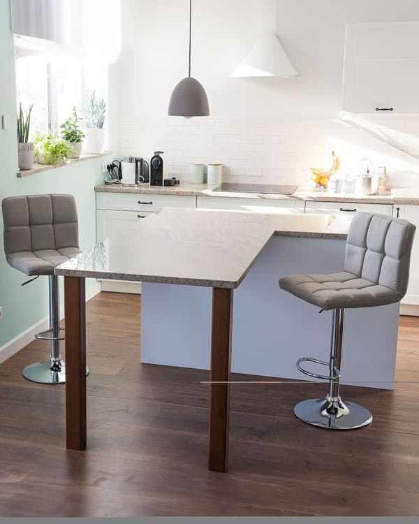 Barstol 2 st Beige Justerbar Höjd