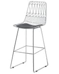 Miniatyrbild 4 av 11: Set med 2 barstolar Silver Stålstomme Konstläder Höjd ribbrygg Modern design