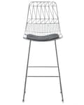 Miniatyrbild 5 av 11: Set med 2 barstolar Silver Stålstomme Konstläder Höjd ribbrygg Modern design