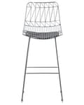Miniatyrbild 7 av 11: Set med 2 barstolar Silver Stålstomme Konstläder Höjd ribbrygg Modern design