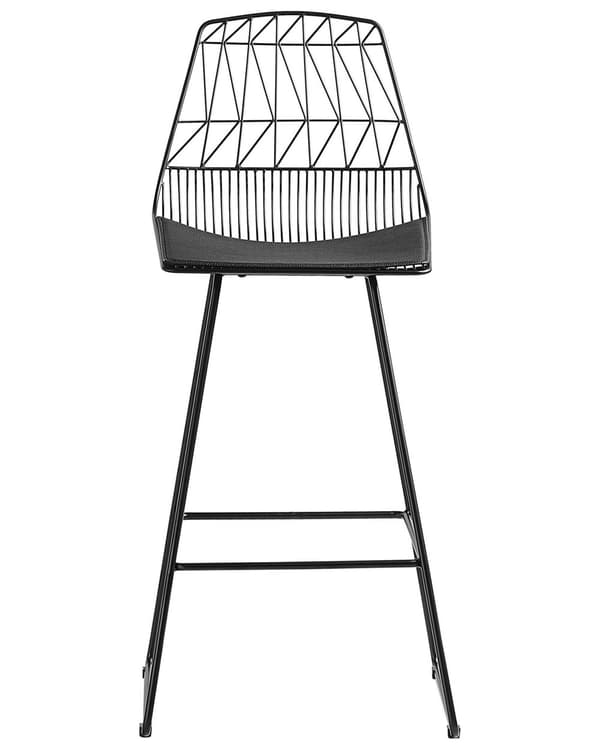 Set med 2 barstolar Svart Stålstomme Konstläder Höjd ribbrygg Modern design