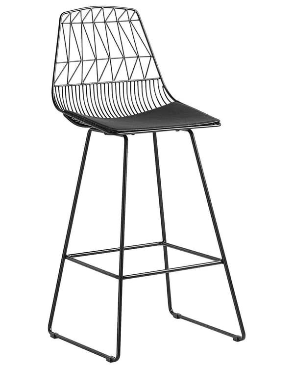 Set med 2 barstolar Svart Stålstomme Konstläder Höjd ribbrygg Modern design