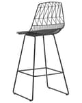 Miniatyrbild 6 av 9: Set med 2 barstolar Svart Stålstomme Konstläder Höjd ribbrygg Modern design