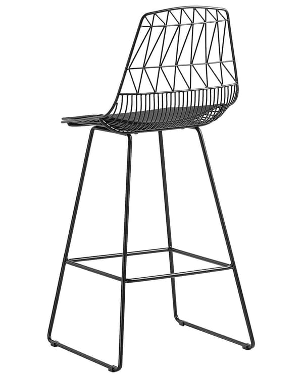 Set med 2 barstolar Svart Stålstomme Konstläder Höjd ribbrygg Modern design
