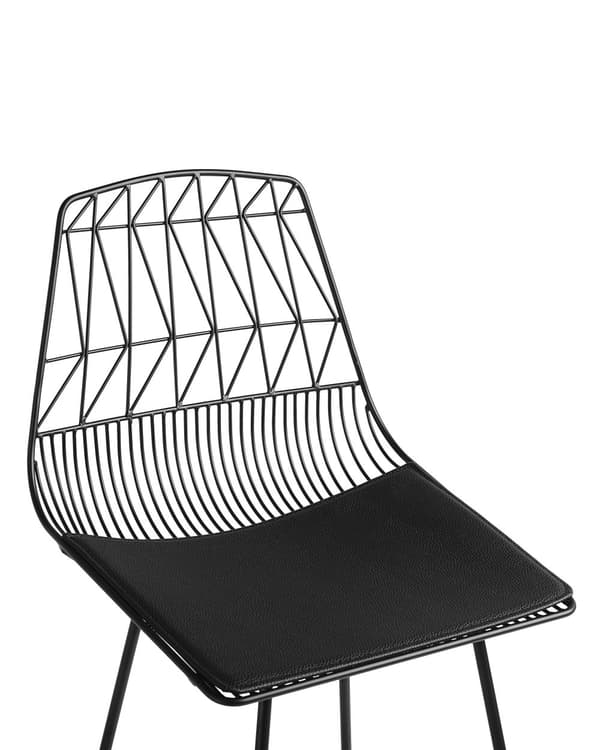 Set med 2 barstolar Svart Stålstomme Konstläder Höjd ribbrygg Modern design